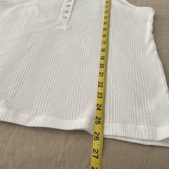 Aerie White Ribbed Tank Top with Button Detail - Picture 8 of 8